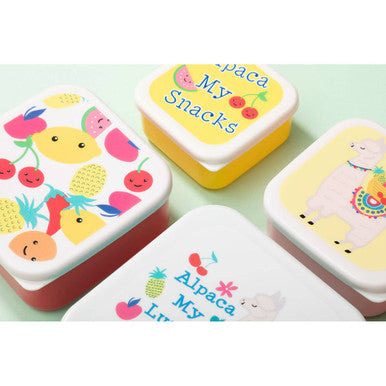 Set of 4 Alpaca and Fruit Lunch Boxes