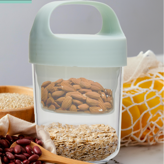 Two Compartment Plastic Snack Pot with Handle