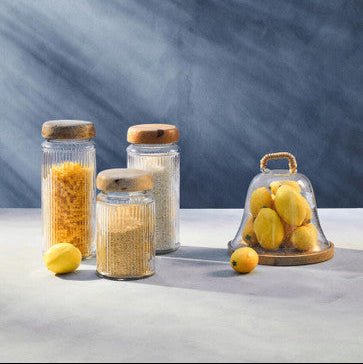 Glass Storage Jar with Mango Wood Lid 2000ml