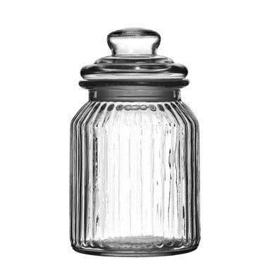 Clear Glass Ribbed Storage Jar 1000ml