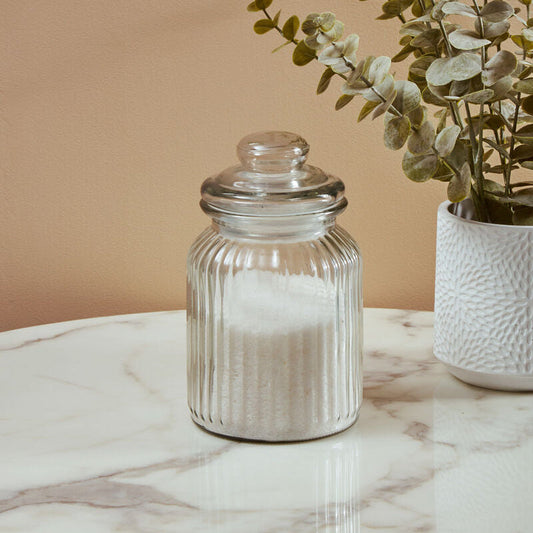 Clear Glass Ribbed Storage Jar 1000ml