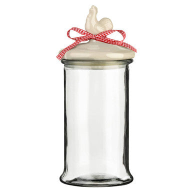 Clear Glass Storage Jar with Cockerel Lid 1650ml