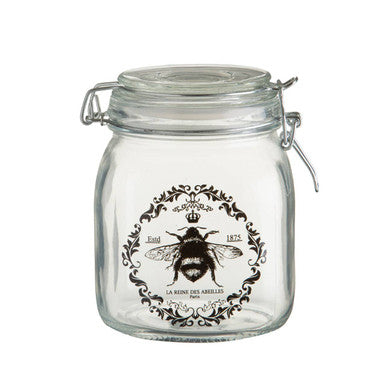 Embossed Glass Storage Jar 1000ml with Bee Motif