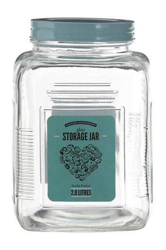 Assorted Square Clear Glass Large Storage Jar