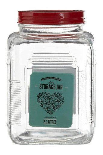 Assorted Square Clear Glass Large Storage Jar