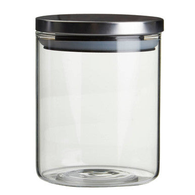 Glass Storage Jar with Silver Lid 700ml