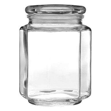 Clear Glass Hexagonal Storage Jar 780ml