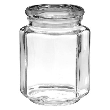 Clear Glass Hexagonal Storage Jar 780ml