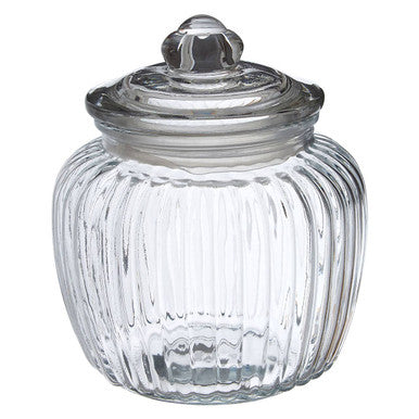 Clear Glass Round Ribbed Storage Jar 1300ml