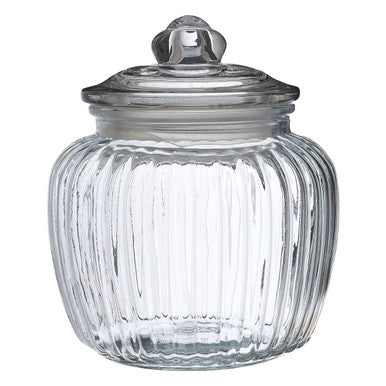 Clear Glass Round Ribbed Storage Jar 1300ml