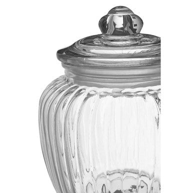 Clear Glass Round Ribbed Storage Jar 1300ml