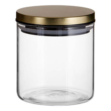 Glass Storage Jar with Gold Lid 550ml