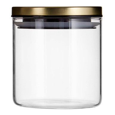 Glass Storage Jar with Gold Lid 550ml