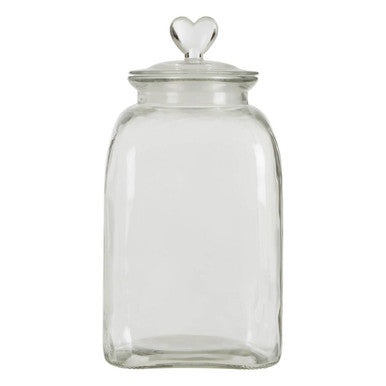 Large Square Storage Jar with Heart Handle Lid