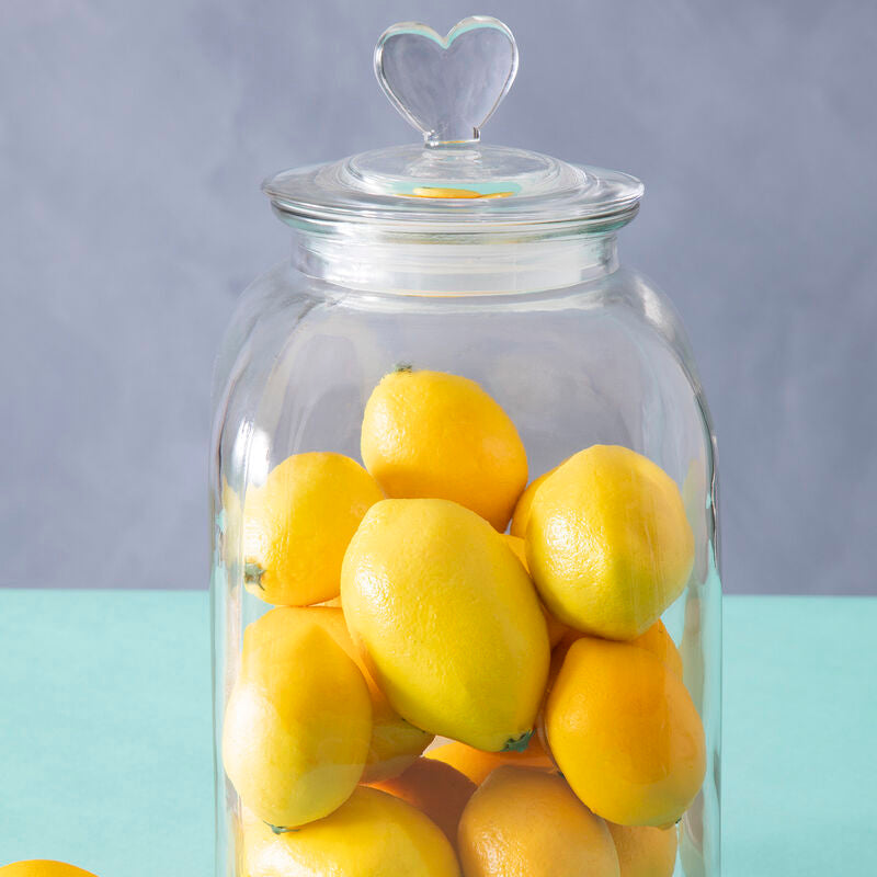 Large Square Storage Jar with Heart Handle Lid