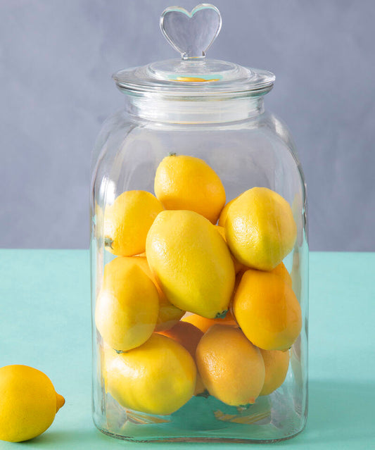 Large Square Storage Jar with Heart Handle Lid
