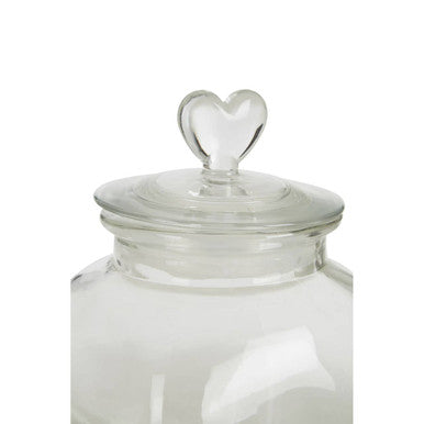 Large Square Storage Jar with Heart Handle Lid