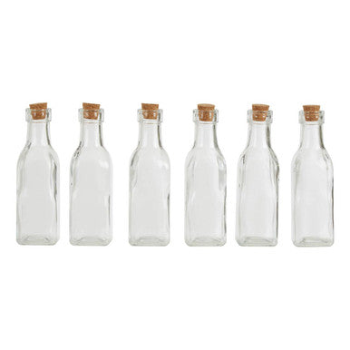 Set of 6 Small Glass Bottles with Cork Stoppers