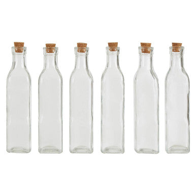 Set of 6 Glass Bottles with Cork Stoppers