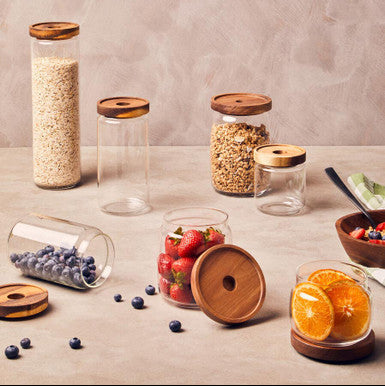 Glass Storage Jar with Acacia Wood Lid 700ml
