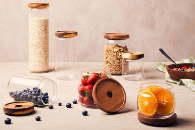 Glass Storage Jar with Acacia Wood Lid 700ml