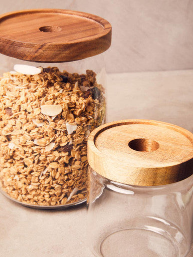 Glass Storage Jar with Acacia Wood Lid 700ml