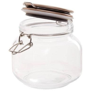 Square 800ml Glass Jar with Pale Gold Lid
