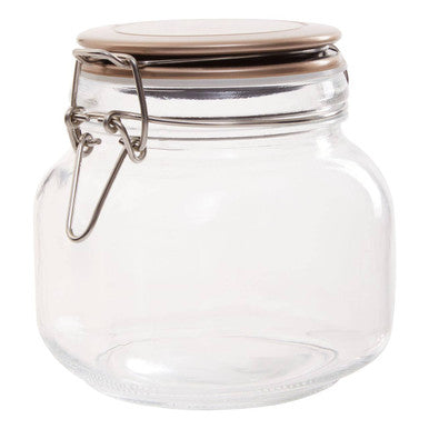 Square 800ml Glass Jar with Pale Gold Lid