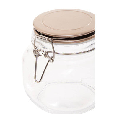 Square 800ml Glass Jar with Pale Gold Lid