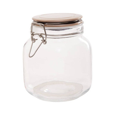 Square 1050ml Glass Jar with Pale Gold Lid