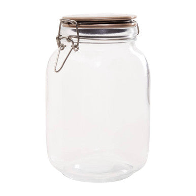 Square 1550ml Glass Jar with Pale Gold Lid