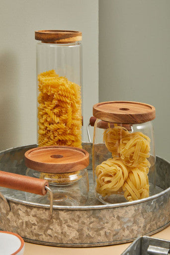 Glass Storage Jar with Acacia Lid 560ml