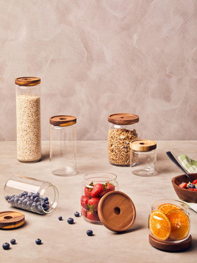 Glass Storage Jar with Acacia Lid 560ml