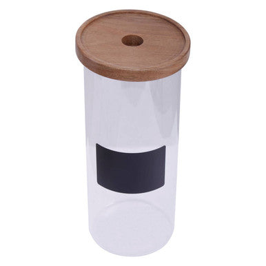 Glass Storage Jar with Acacia Lid and Chalkboard 1300ml