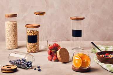 Glass Storage Jar with Acacia Lid and Chalkboard 1300ml