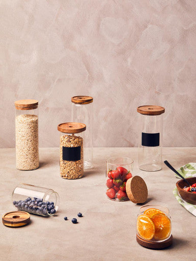 Glass Storage Jar with Acacia Lid and Chalkboard 1800ml