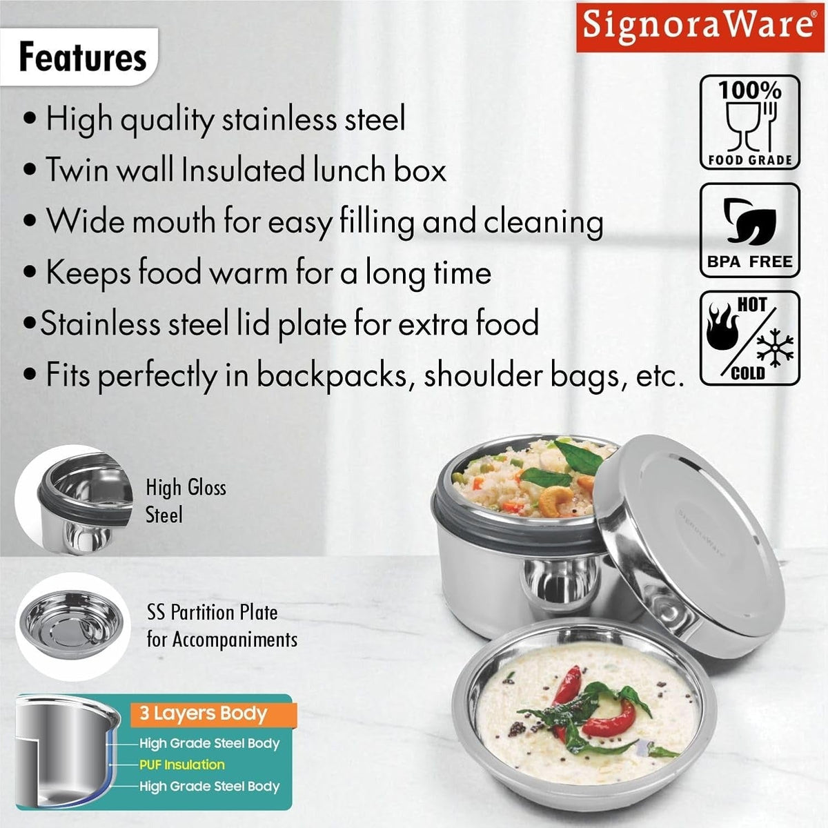 Snack Steel Lunch Box Medium