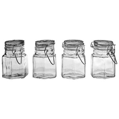 Glass Spice Jar Set of 4 with Clip Top Lids