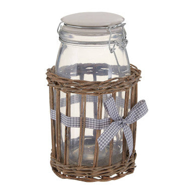 Glass Storage Jar 1500ml with Woven Basket