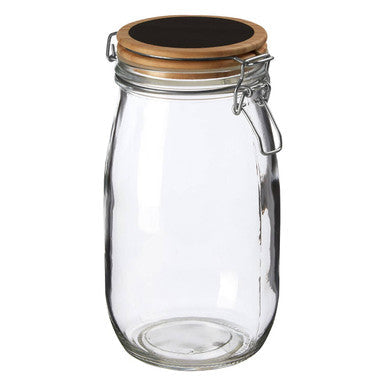 Clear Glass Storage Jar with Pine Wood Chalkboard Lid 1500ml