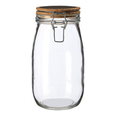 Clear Glass Storage Jar with Pine Wood Chalkboard Lid 1500ml