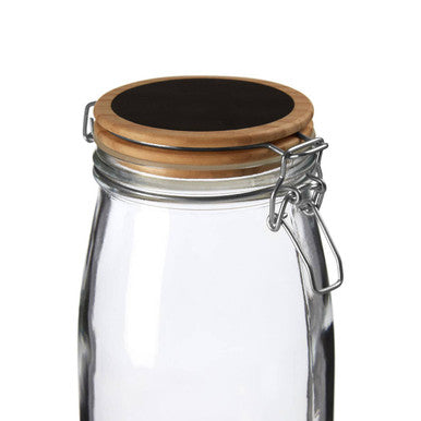 Clear Glass Storage Jar with Pine Wood Chalkboard Lid 1500ml