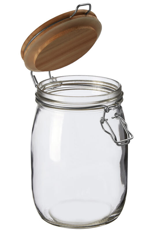 Clear Glass Medium Storage Jar with Pine Wood Chalkboard Lid