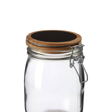 Clear Glass Medium Storage Jar with Pine Wood Chalkboard Lid