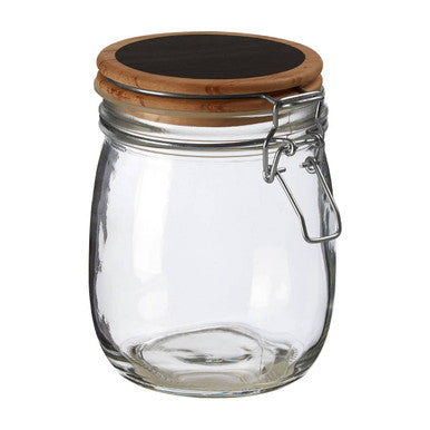 Clear Glass Storage Jar with Pine Wood Chalkboard Lid 750ml