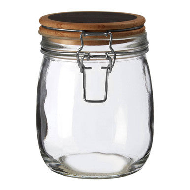 Clear Glass Storage Jar with Pine Wood Chalkboard Lid 750ml