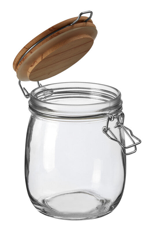 Clear Glass Storage Jar with Pine Wood Chalkboard Lid 750ml