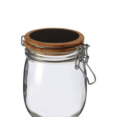 Clear Glass Storage Jar with Pine Wood Chalkboard Lid 750ml