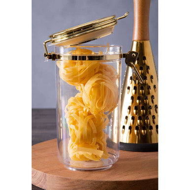 Clear Glass Storage Jar with Gold Lid 1100ml