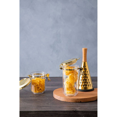 Clear Glass Storage Jar with Gold Lid 1100ml